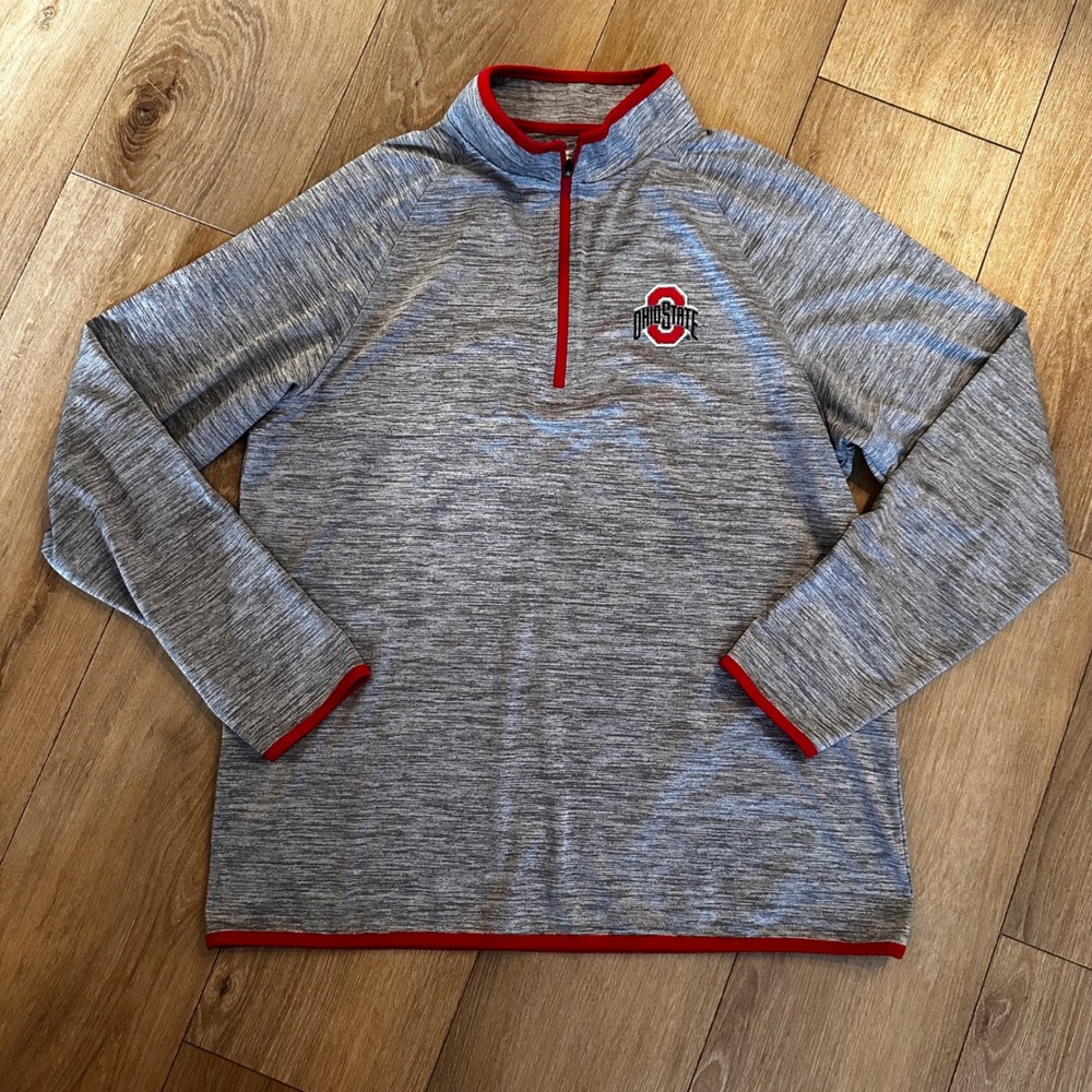 Colosseum Ohio State Buckeyes Mens Large Gray Space Dye Quarter Zip Pullover